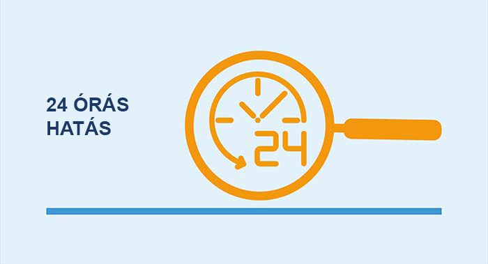 Magnifying glass icon with 24 hours clock