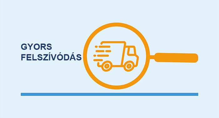 Magnifying glass icon with a fast delivery van